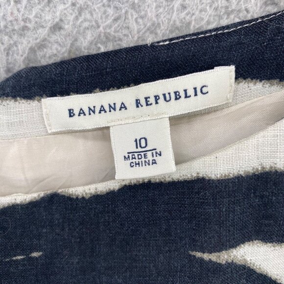 Banana Republic Dress Women 10 Ivory Black Zebra Stripe Linen Sheath Career Work - Picture 5 of 11